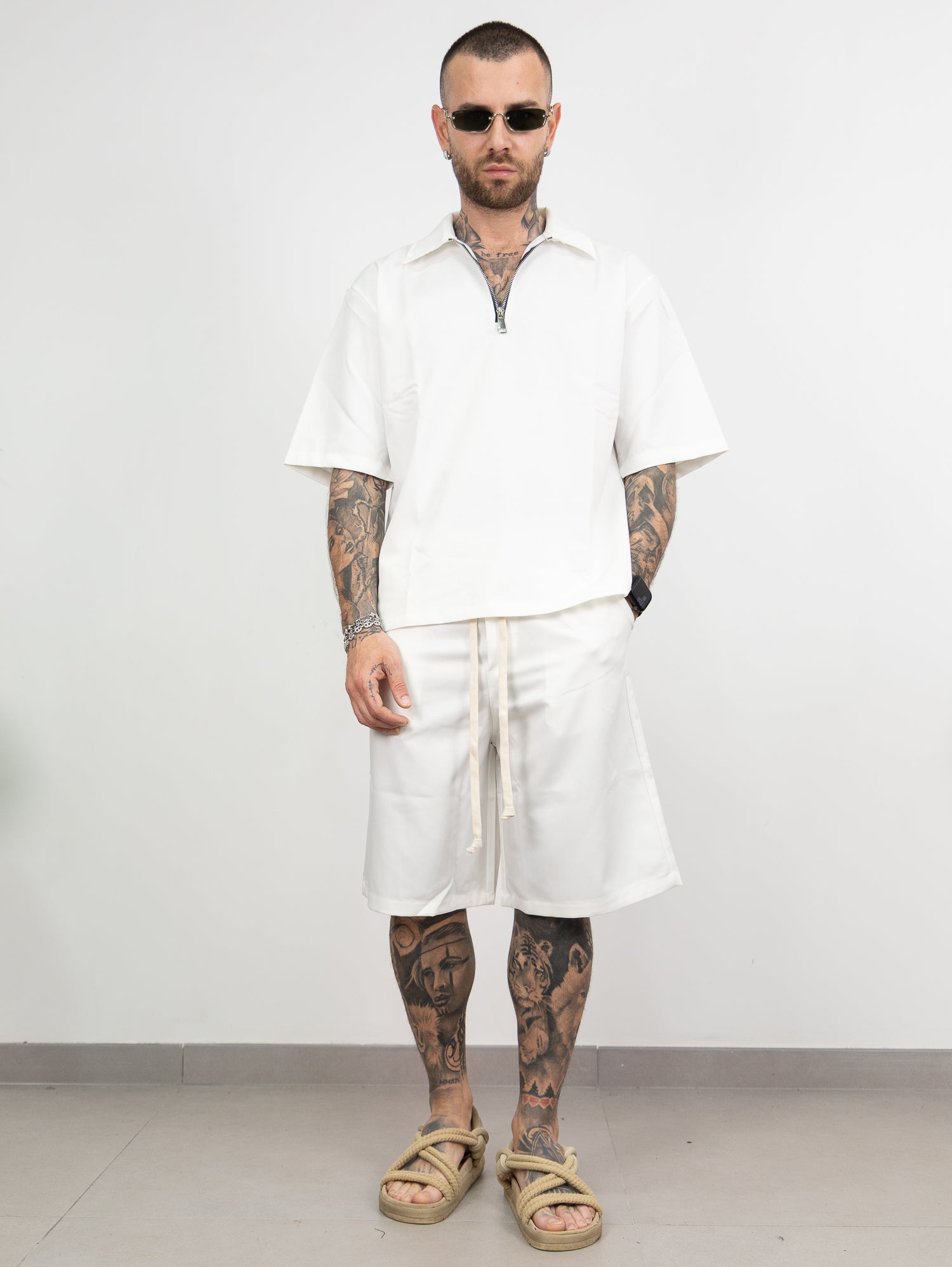 Coordinato mezza zip bermuda