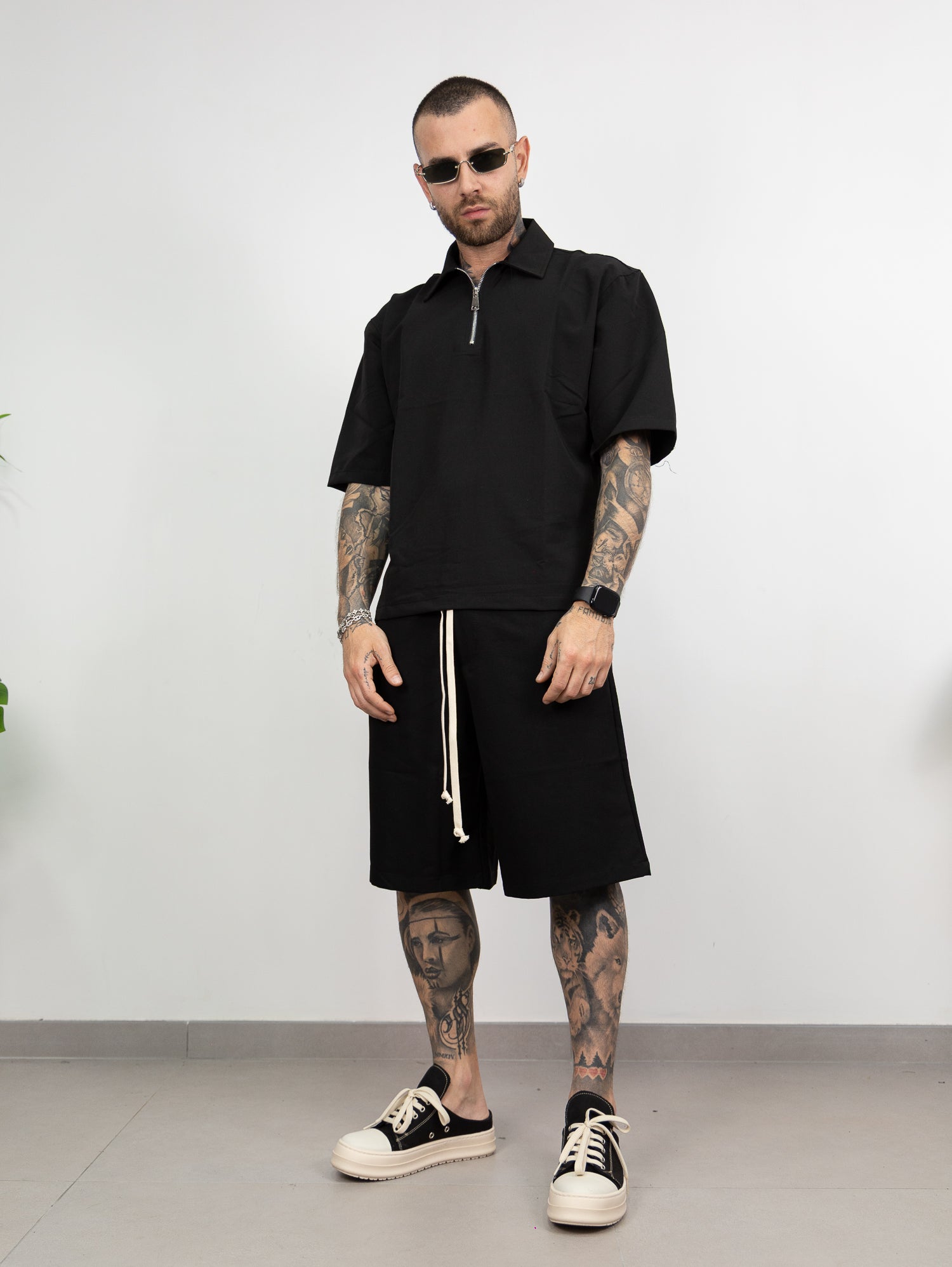 Coordinato mezza zip bermuda
