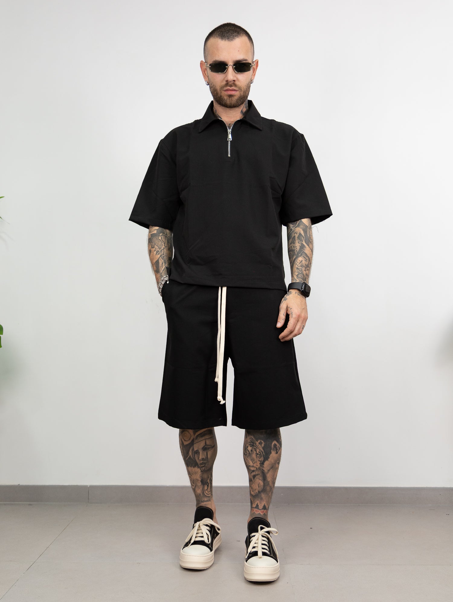 Coordinato mezza zip bermuda