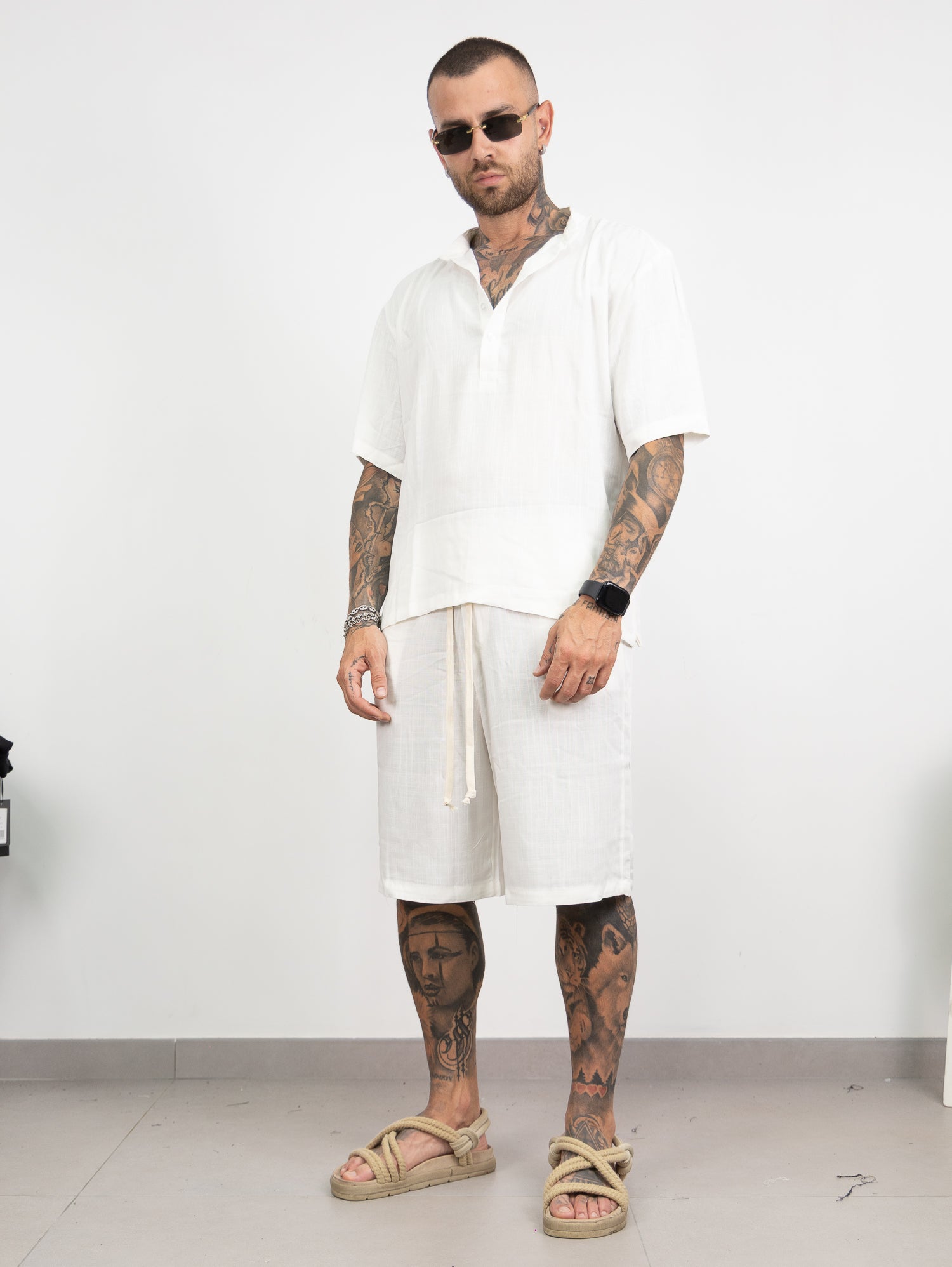 Coordset simil lino con bottoni