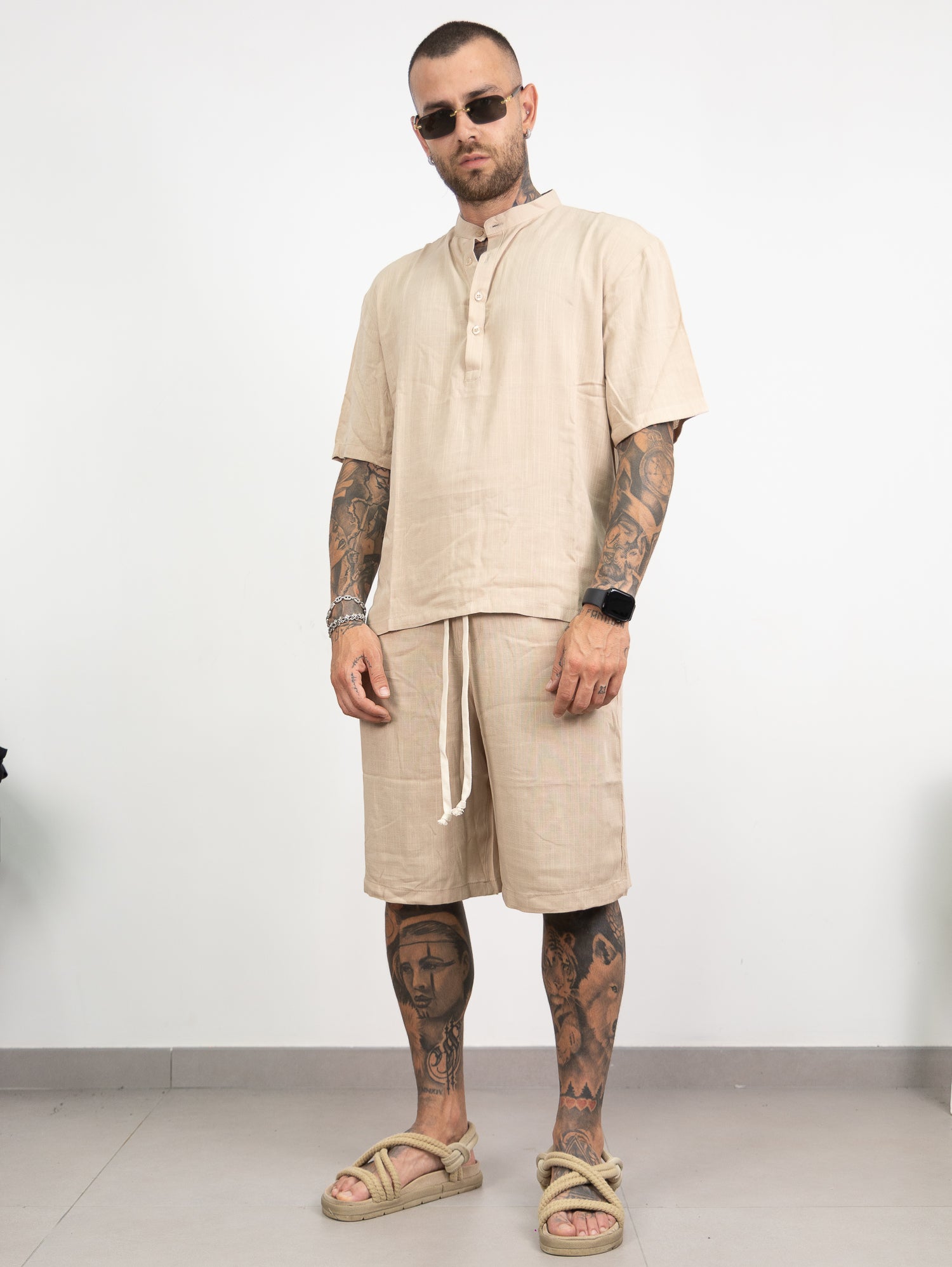 Coordset simil lino con bottoni