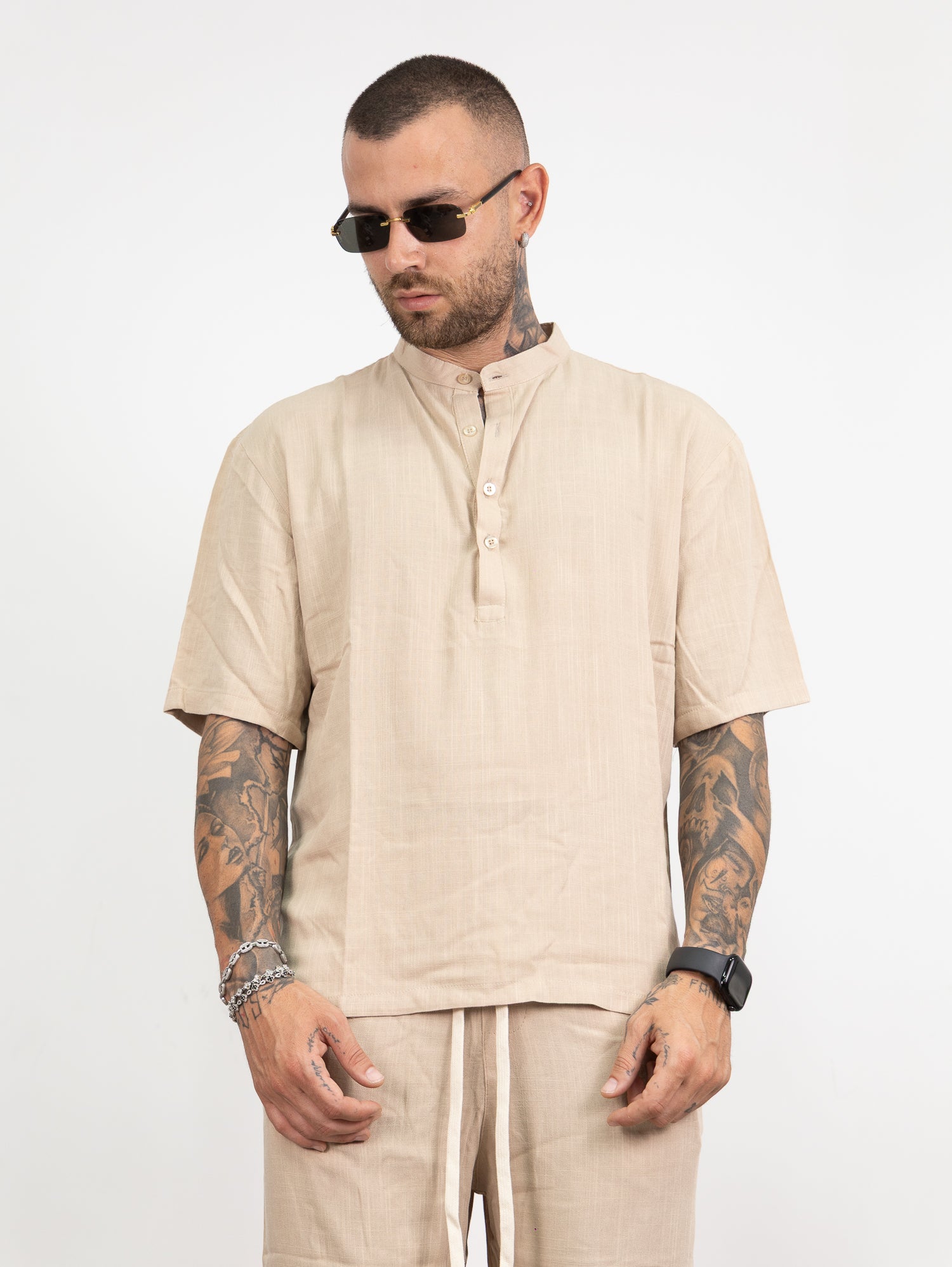 Coordset simil lino con bottoni