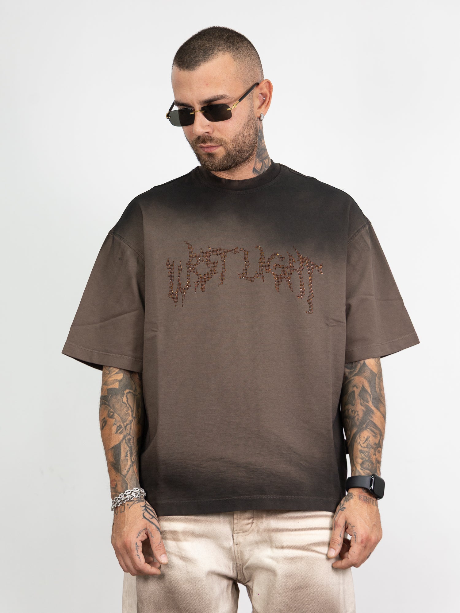 T-shirt west sfumata brown