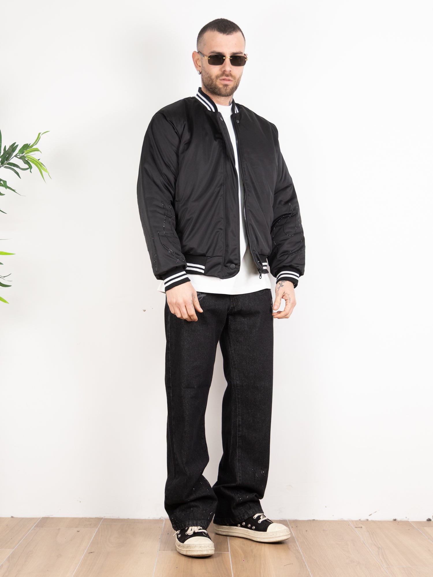 Bomber flame strass