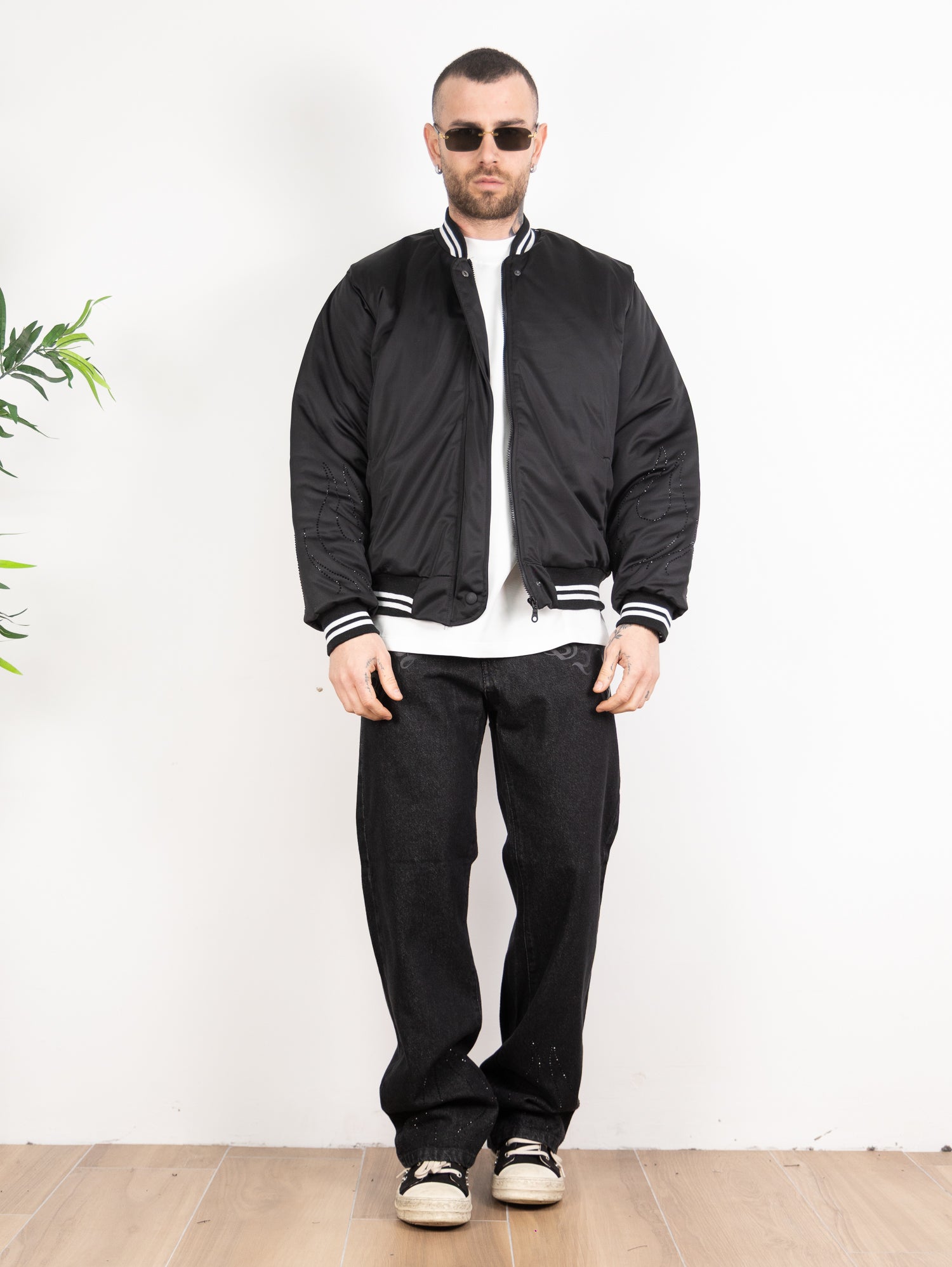 Bomber flame strass