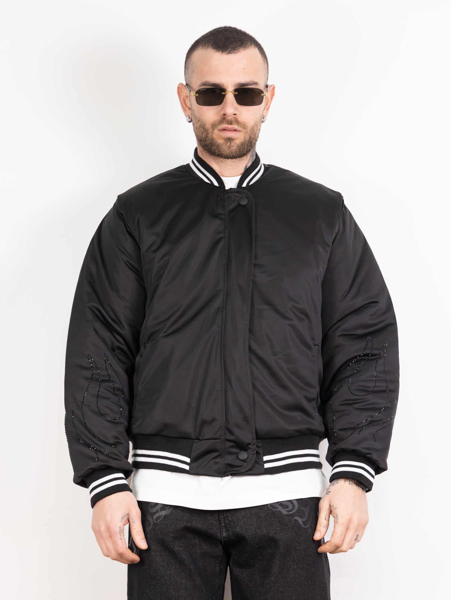 Bomber flame strass