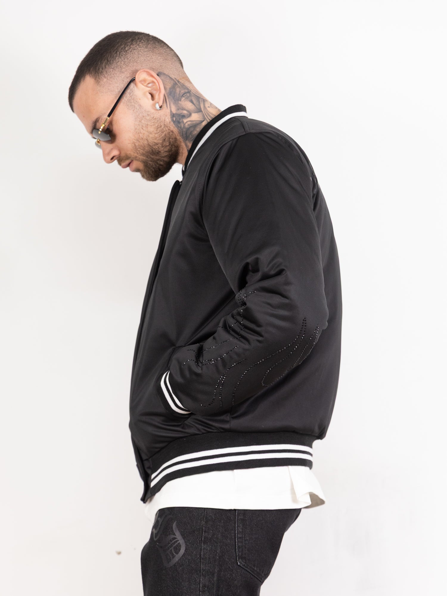 Bomber flame strass