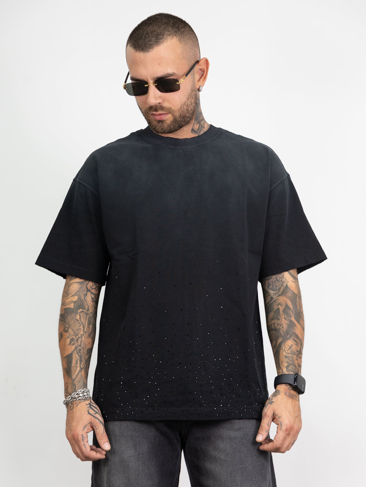 T-shirt sfumata strass