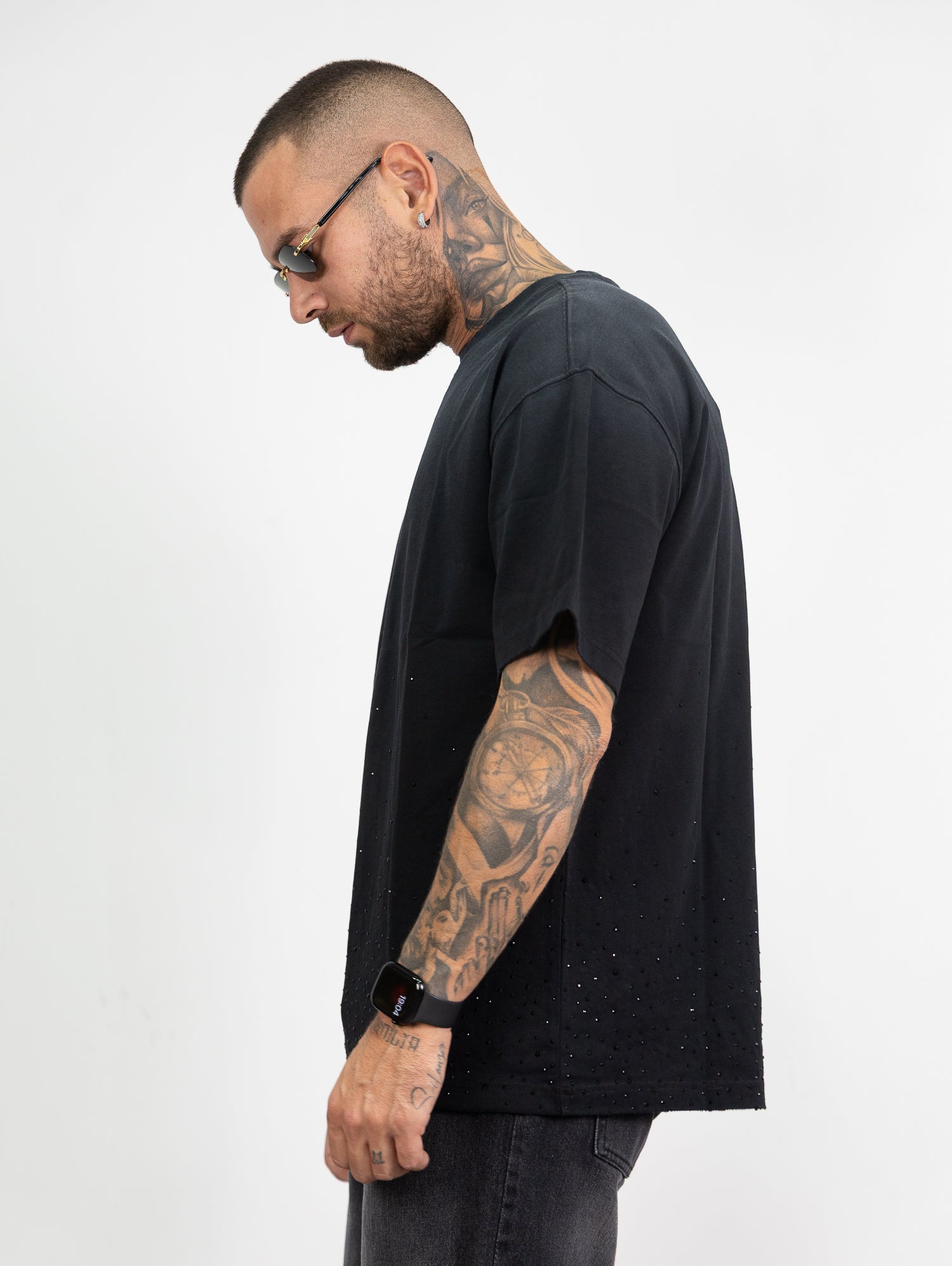 T-shirt sfumata strass
