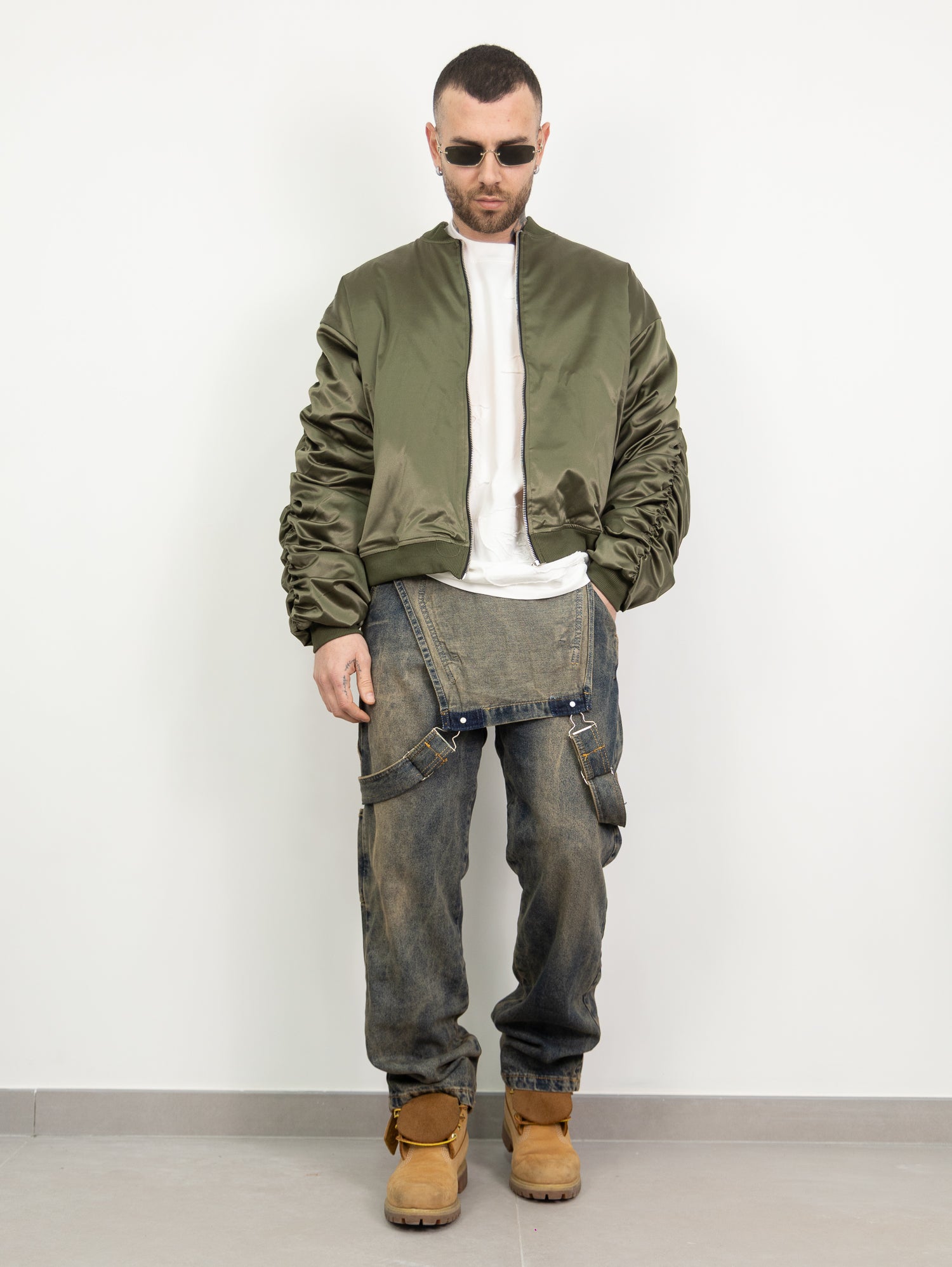 Salopette denim sand