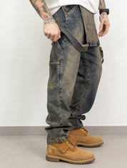 Salopette denim sand