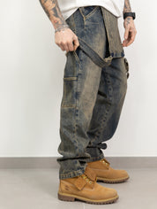 Salopette denim sand