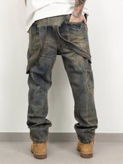 Salopette denim sand