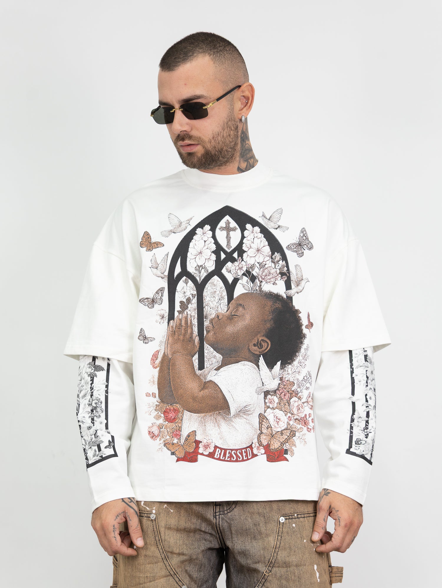 T-shirt double sleeve blessed
