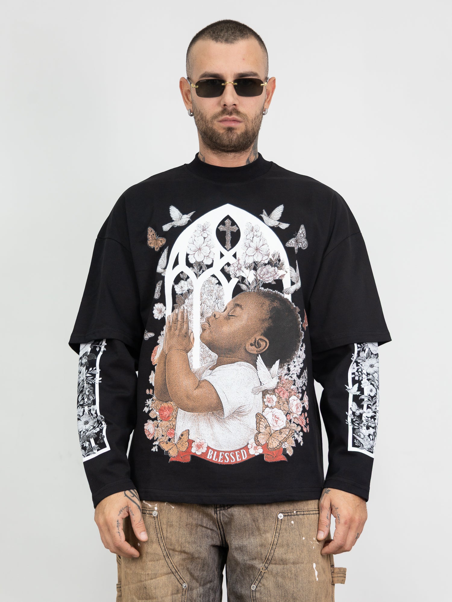 T-shirt double sleeve blessed