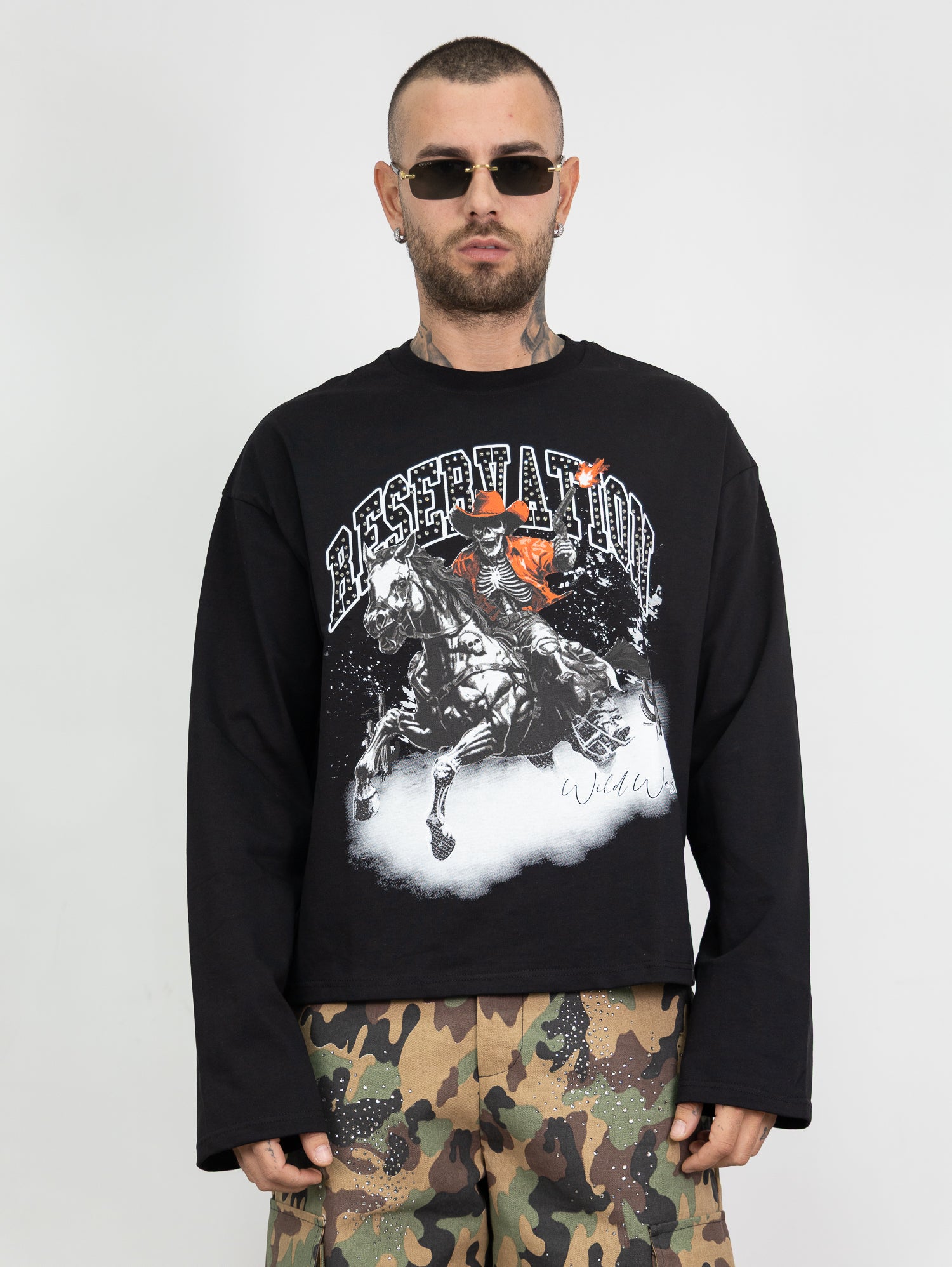 T-shirt long sleeve teschio