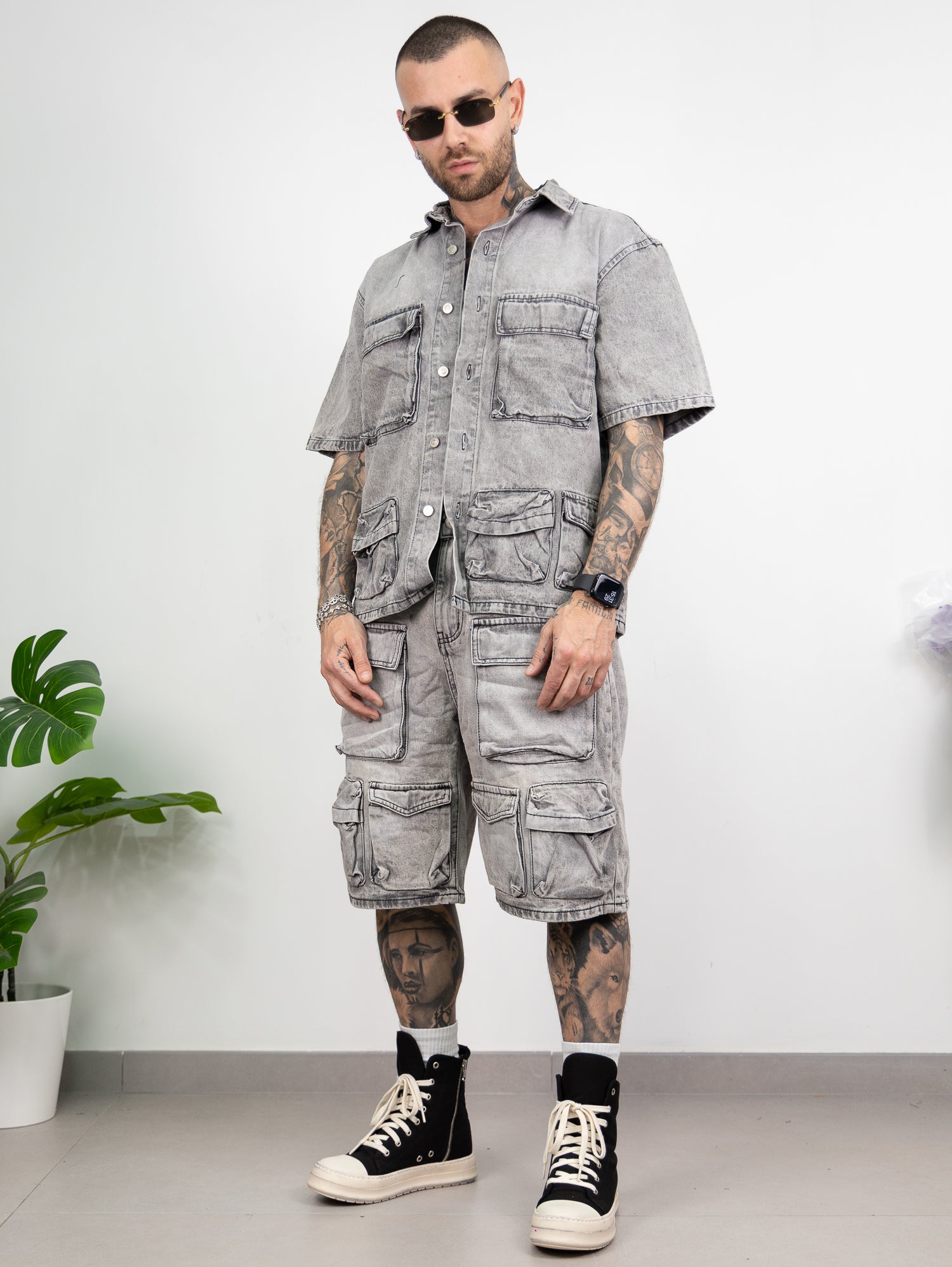 Coordinato multi pocket grey