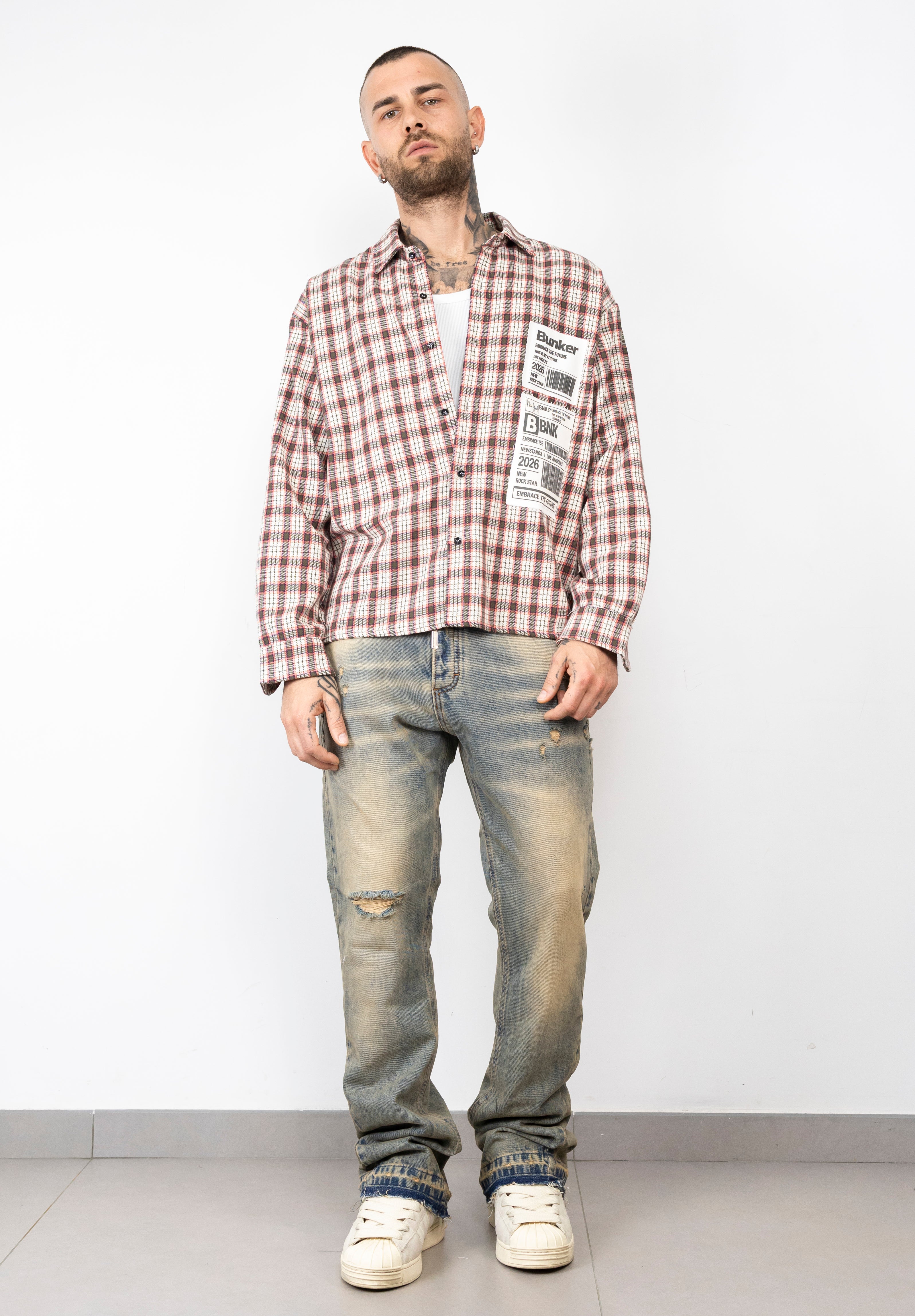 Camicia quadri barcode