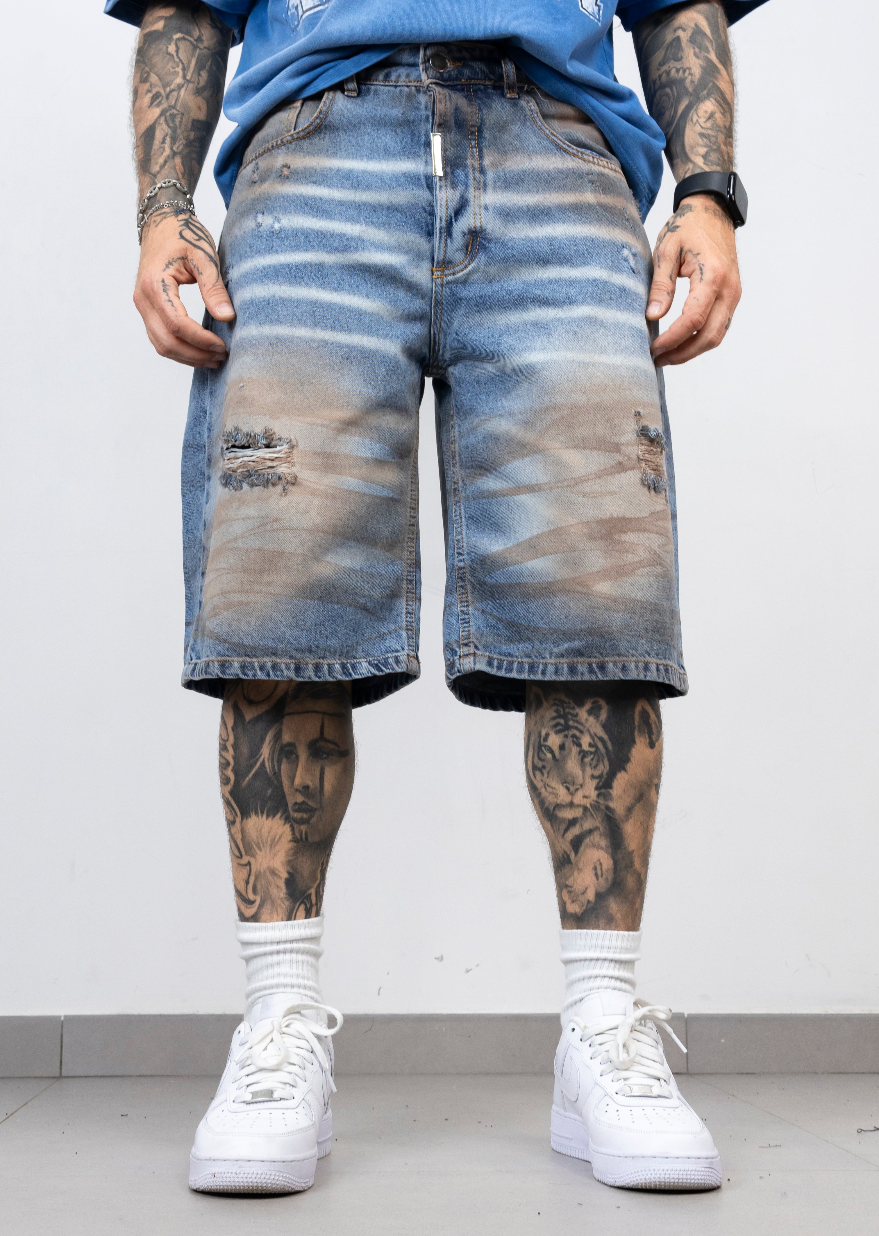 Jeans bermuda fly brown
