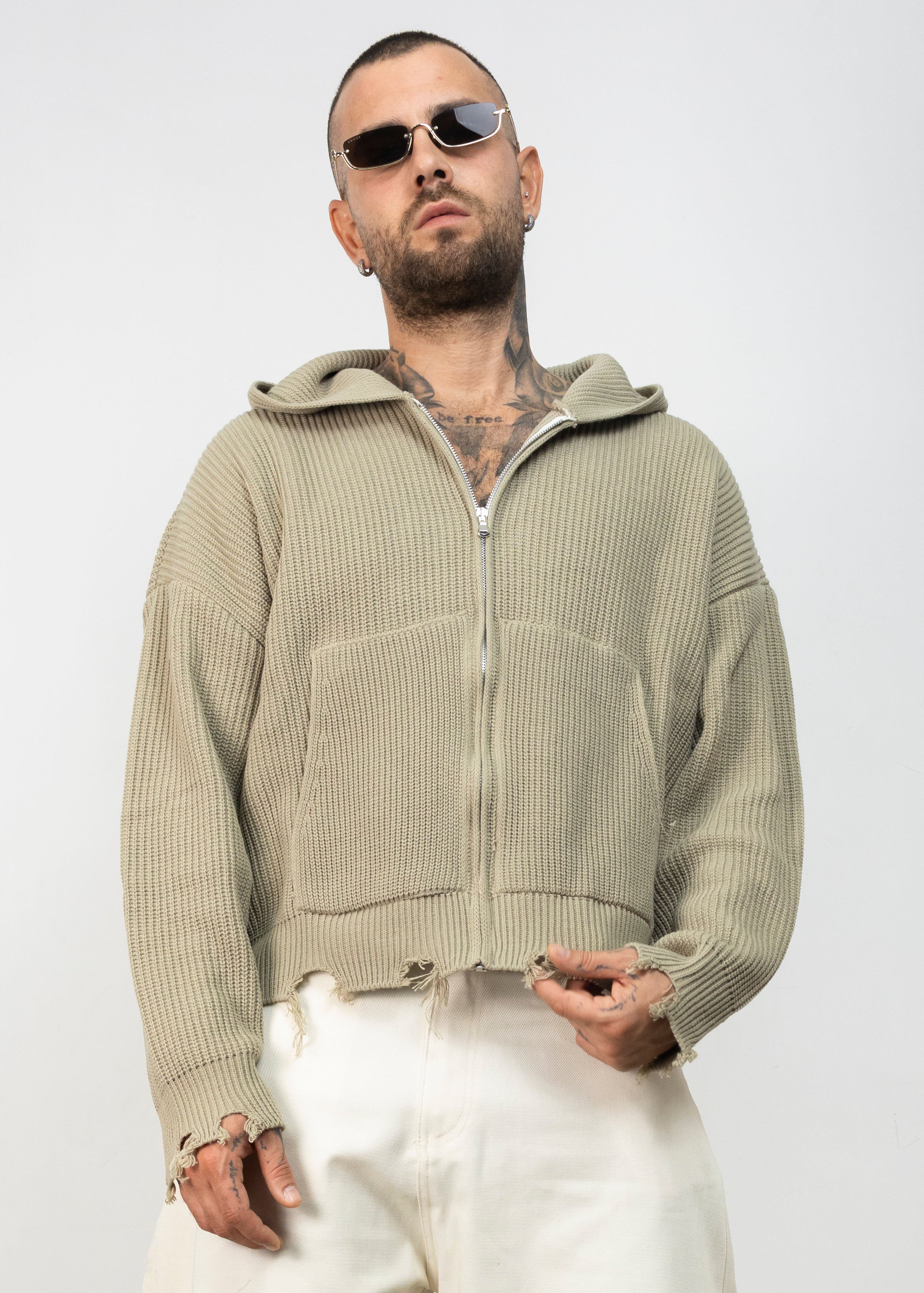 Cardigan Zip Ripped