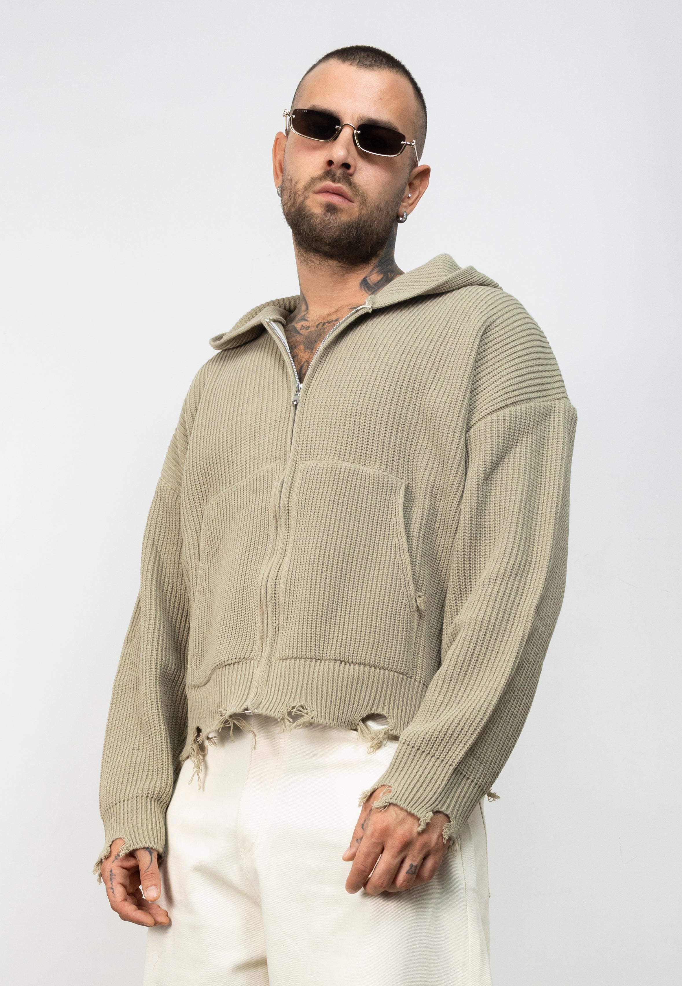 Cardigan Zip Ripped