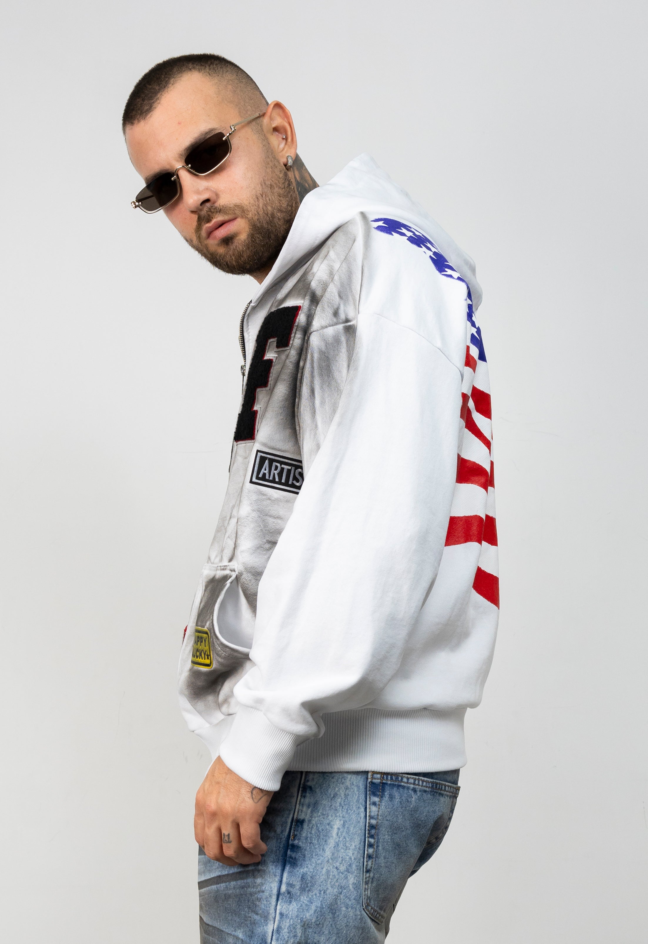Hoodie Zip America Patch
