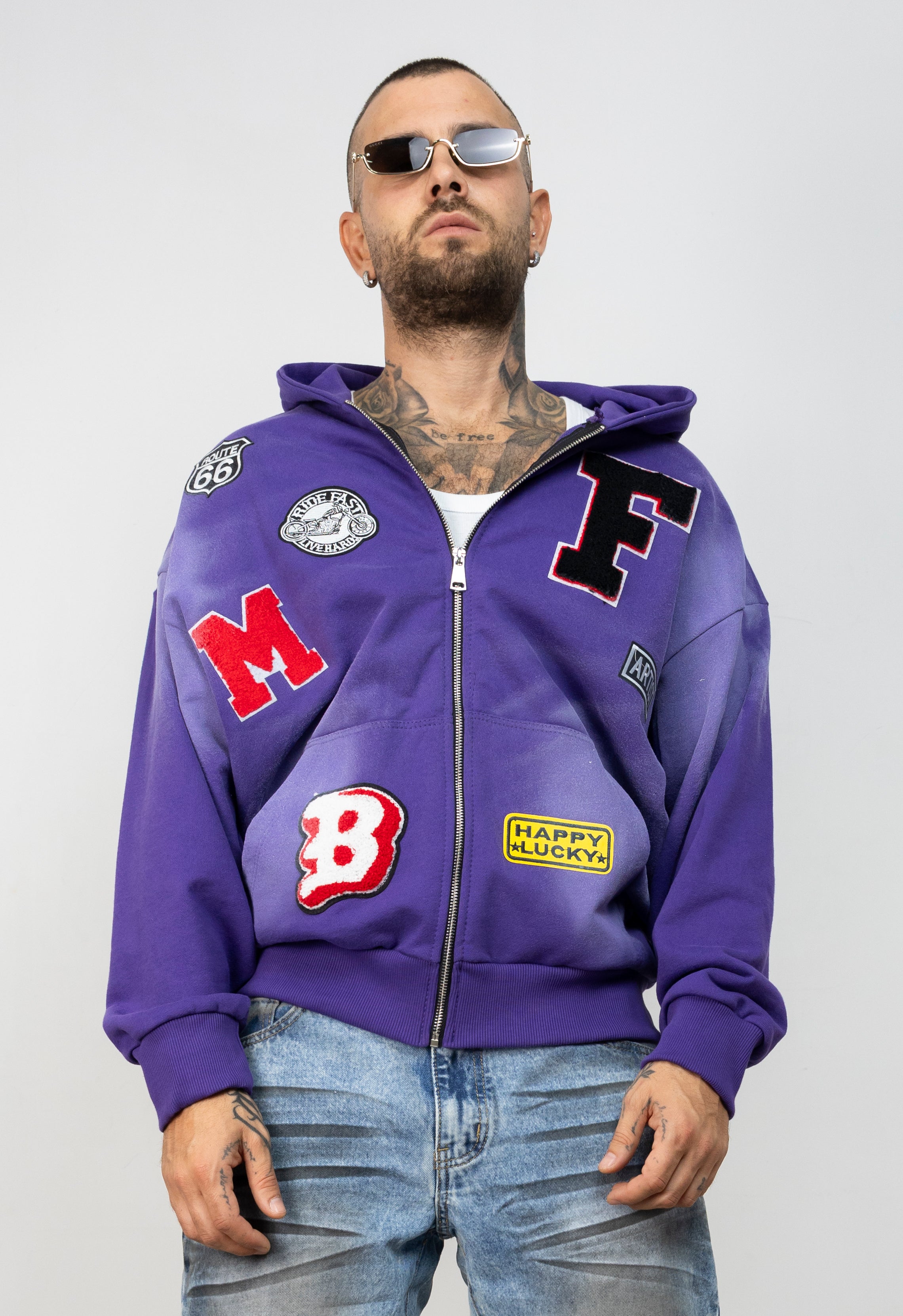 Hoodie Zip America Patch