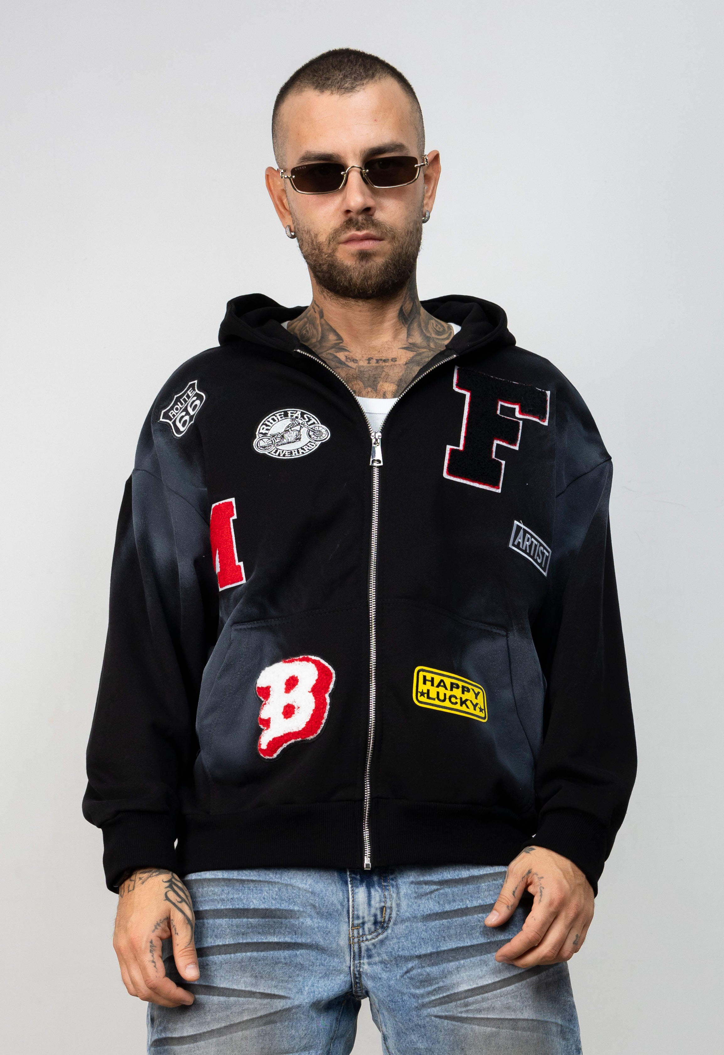 Hoodie Zip America Patch
