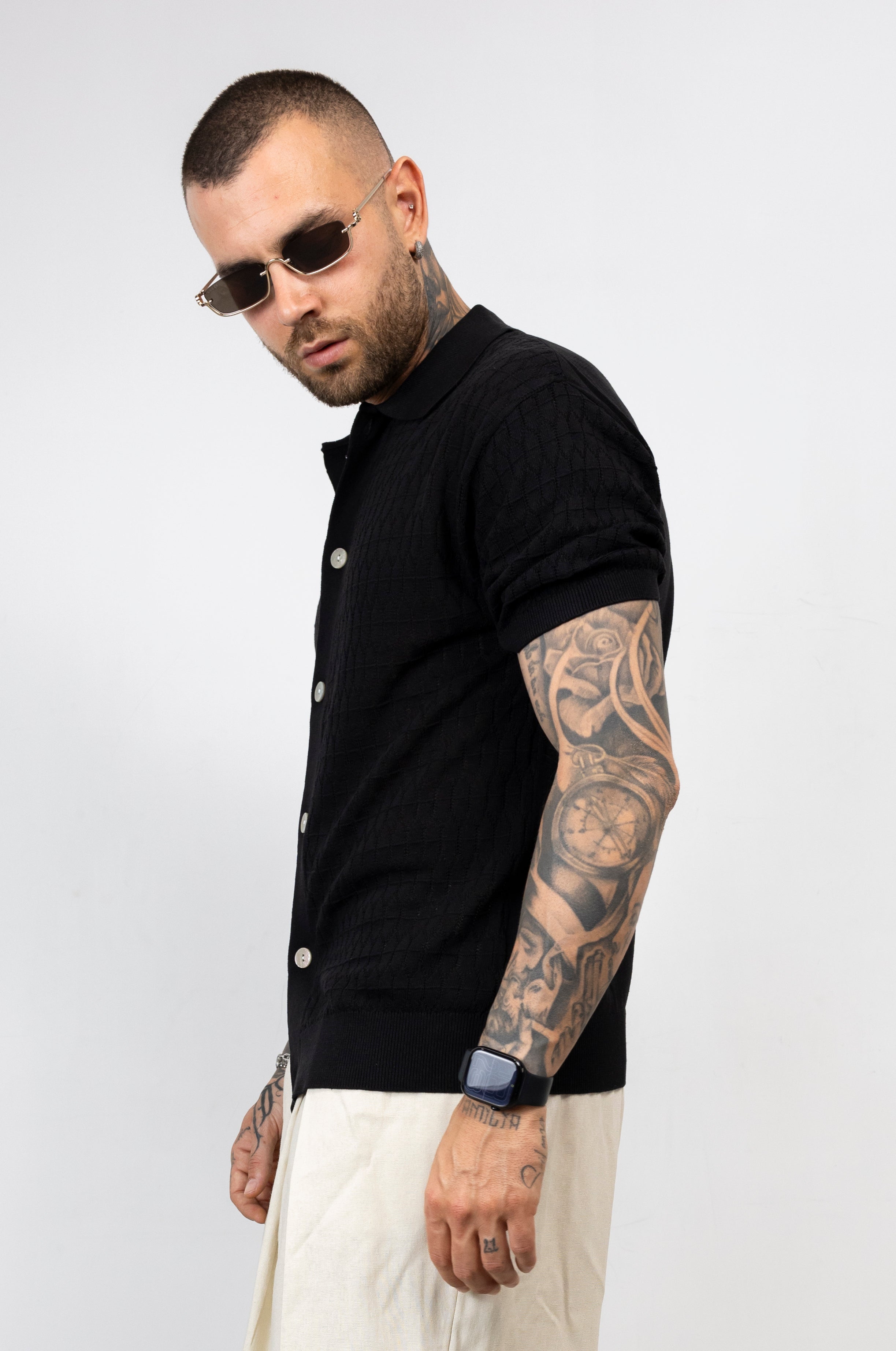 Camicia in Filo Traforato con Colletto