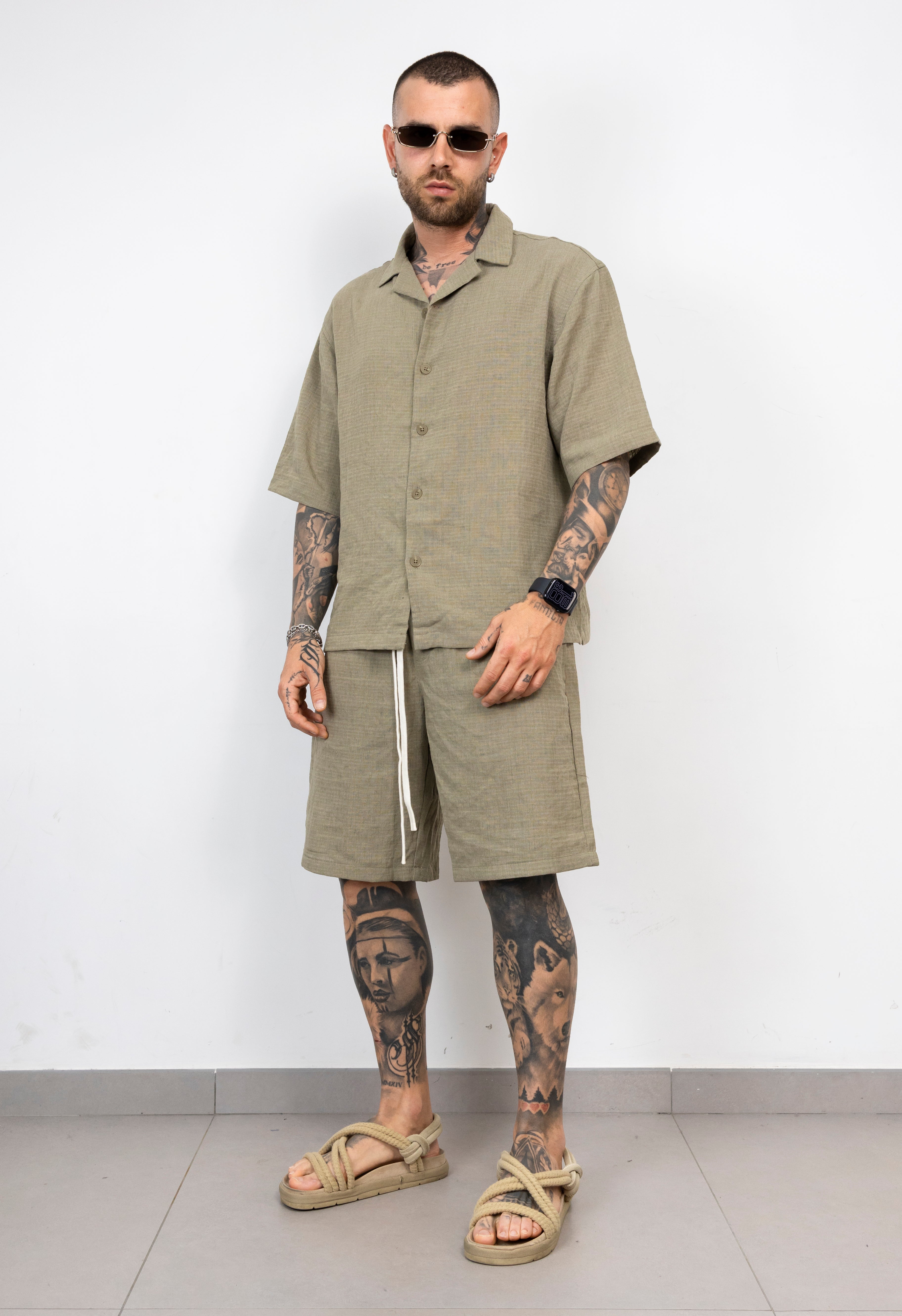Coordinato Camicia e Bermuda Misto Lino