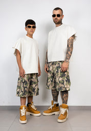 Bermuda Cargo Camouflage Junior con Applicazioni