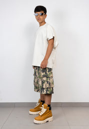 Bermuda Cargo Camouflage Junior con Applicazioni