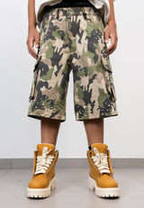 Bermuda Cargo Camouflage Junior con Applicazioni