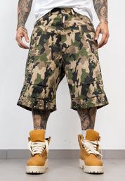 Bermuda Cargo Camouflage con Applicazioni