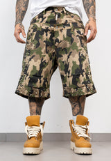 Bermuda Cargo Camouflage con Applicazioni