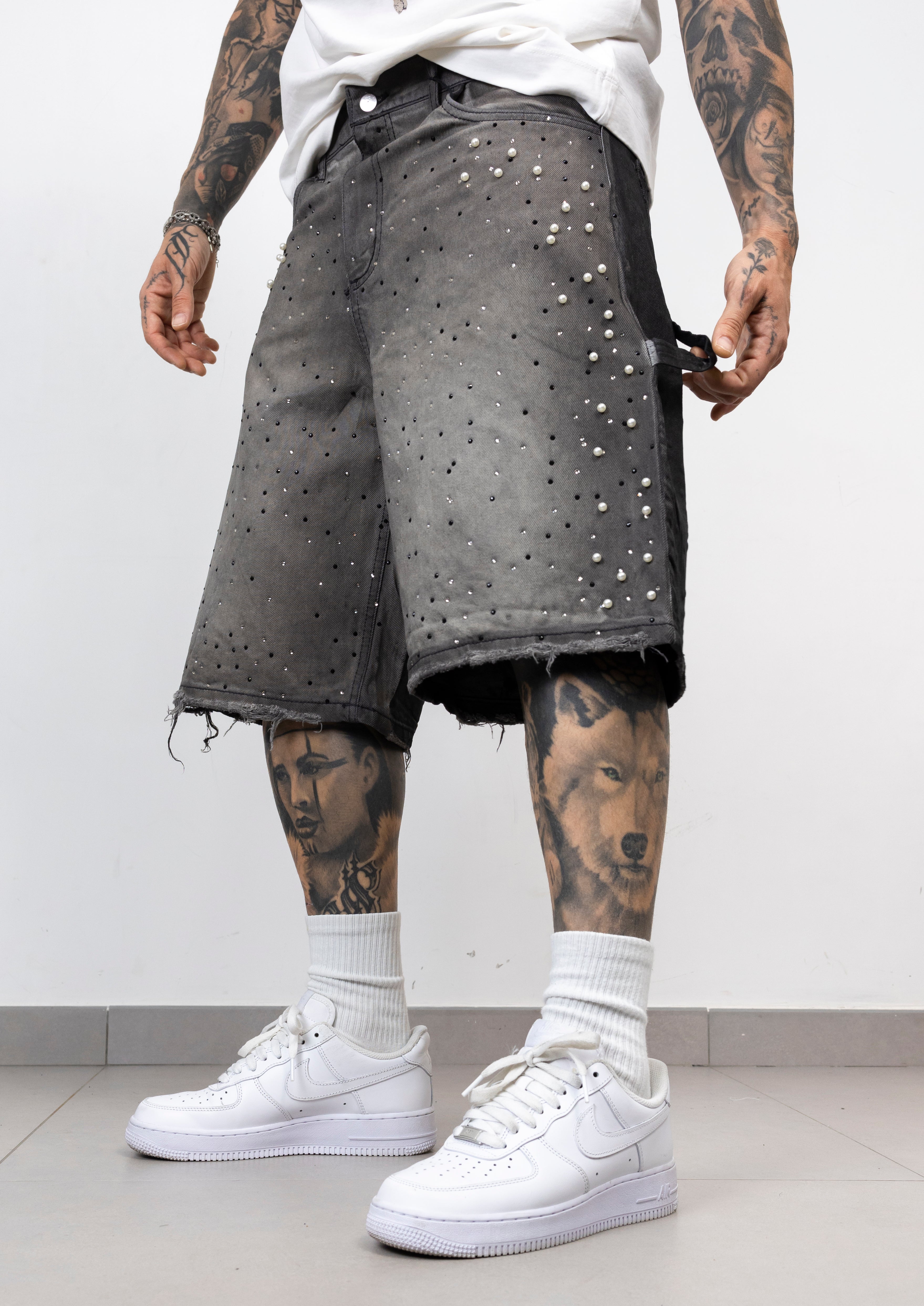 Bermuda Denim bicolor Strass  Perle