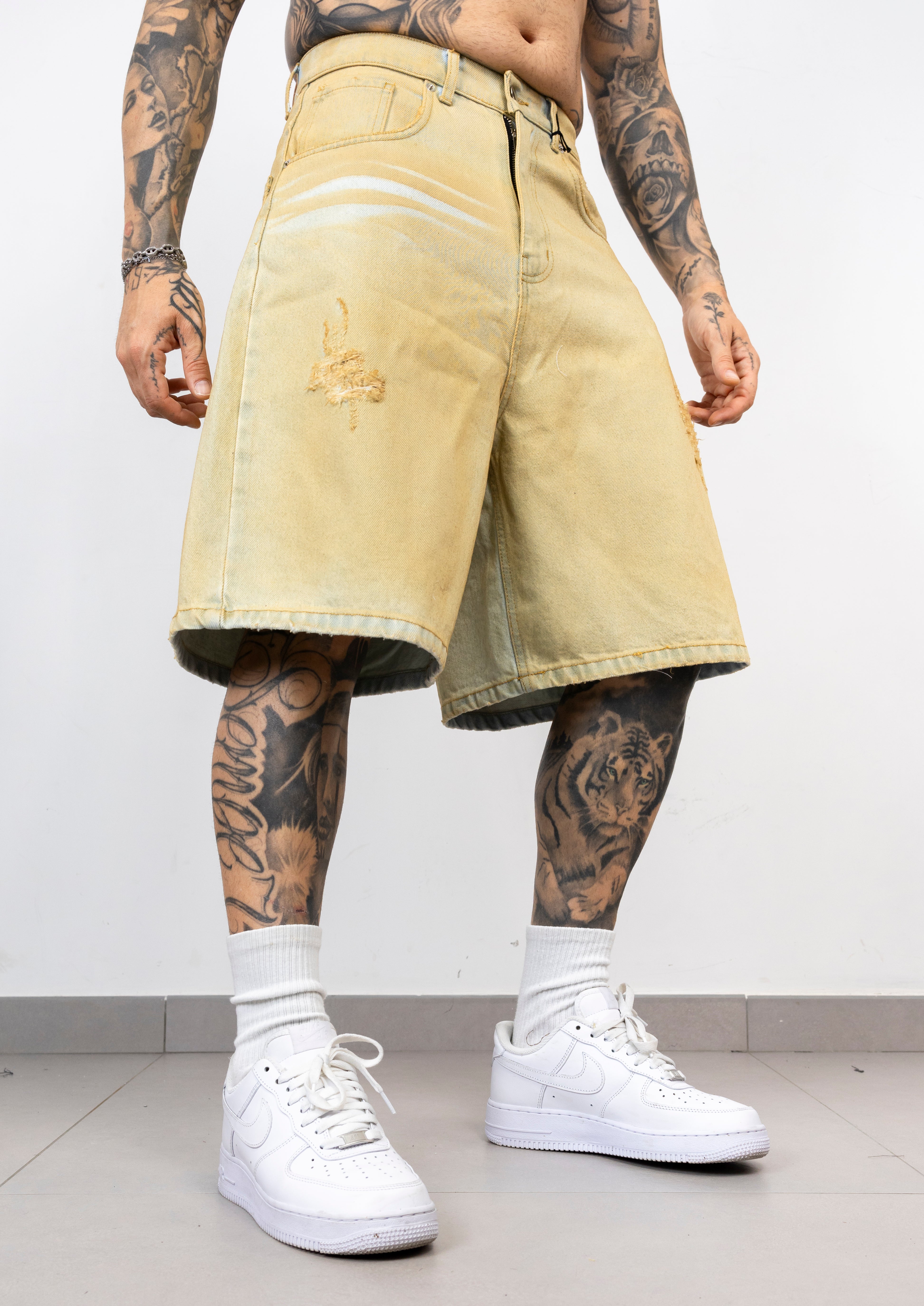 Bermuda Denim Oversize Destroyed Sabbia Vintage