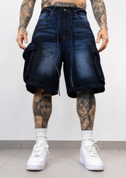 Bermuda Cargo Denim Oversize  Blu Scuro