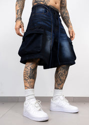 Bermuda Cargo Denim Oversize  Blu Scuro