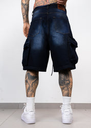 Bermuda Cargo Denim Oversize  Blu Scuro