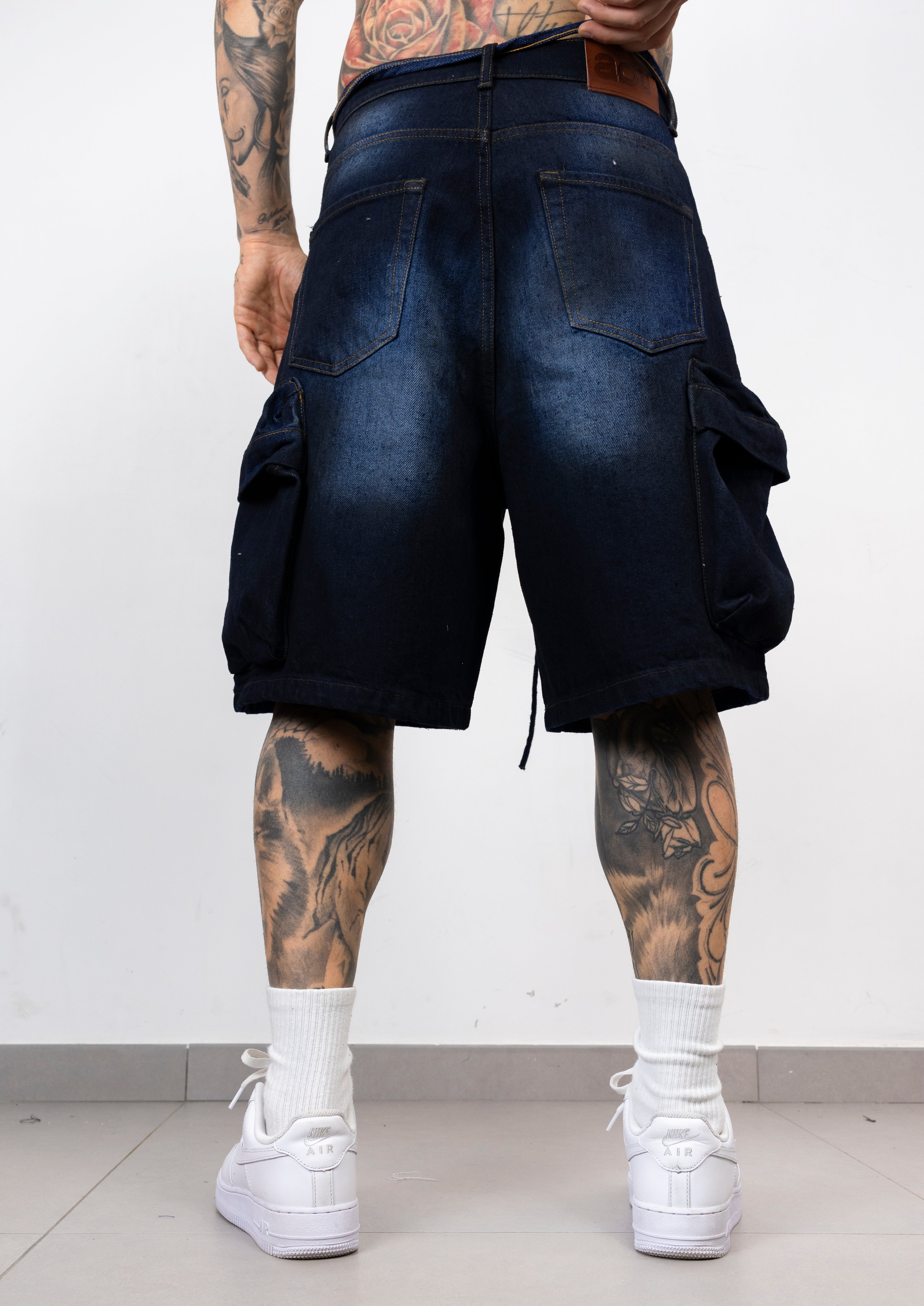 Bermuda Cargo Denim Oversize  Blu Scuro