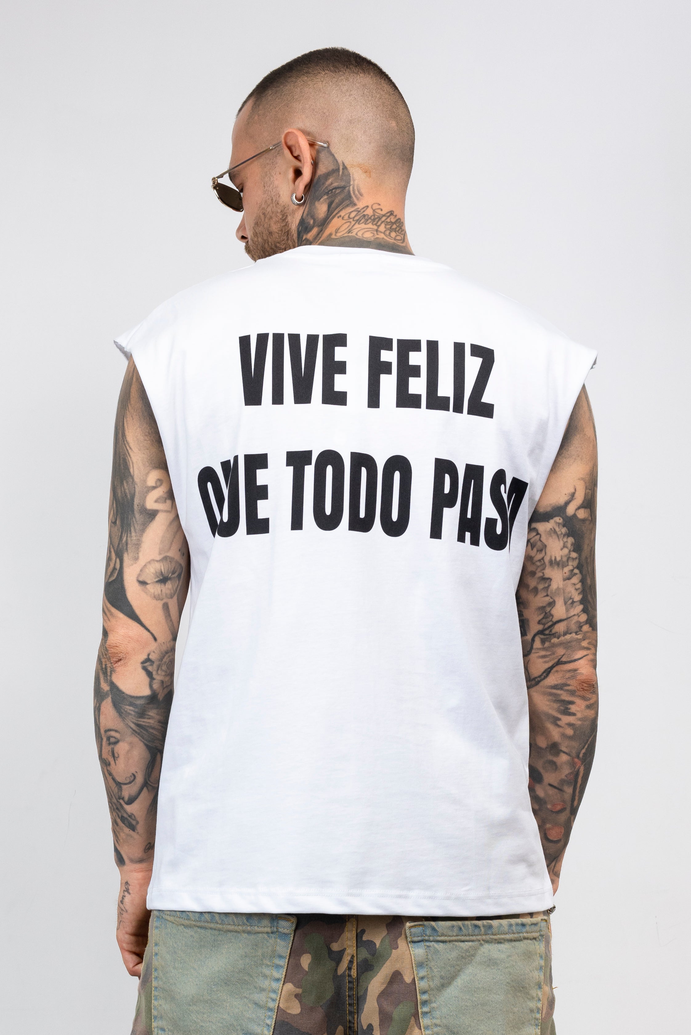 T-Shirt Oversize Smanicata  Vive Feliz