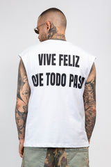 T-Shirt Oversize Smanicata  Vive Feliz