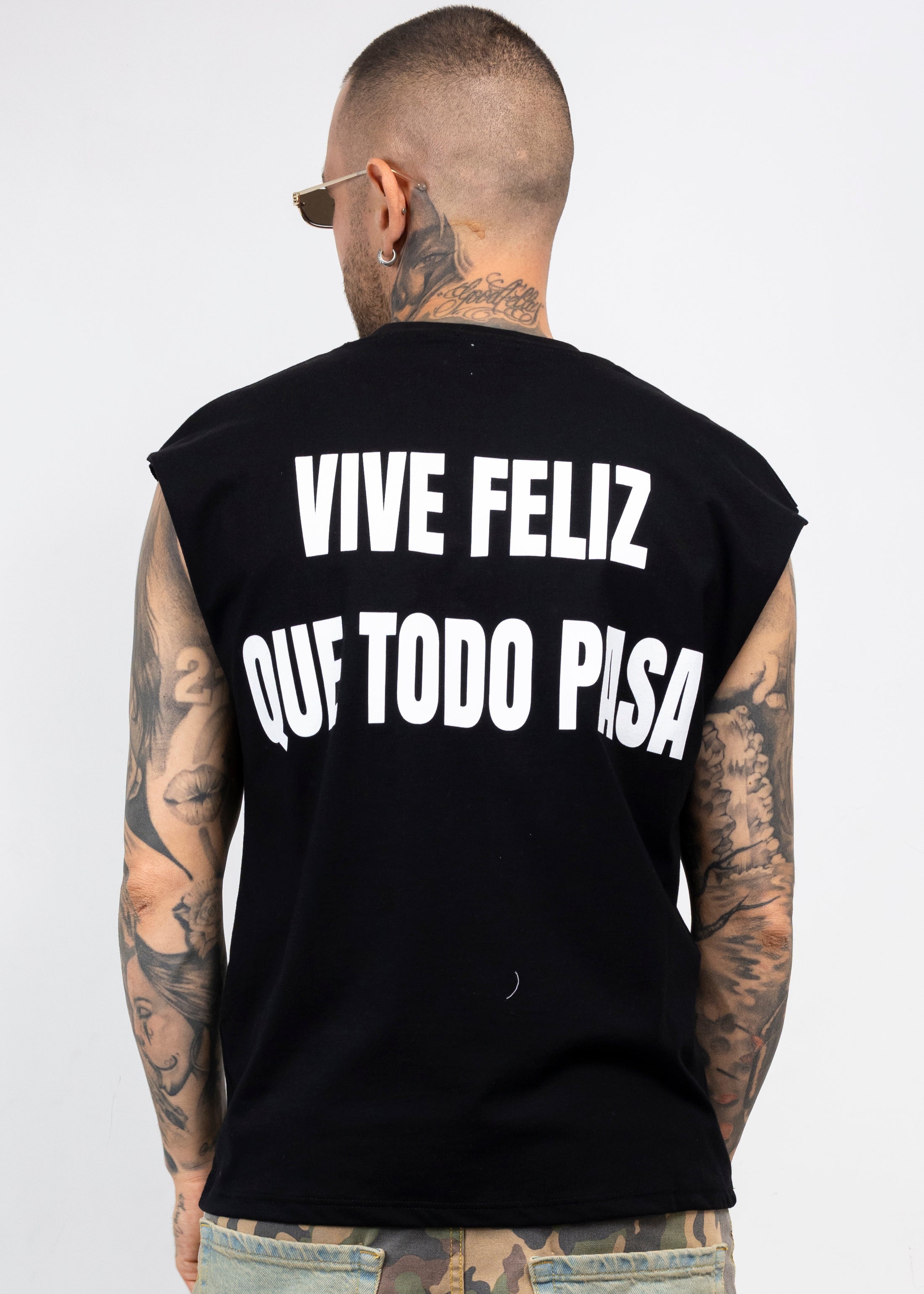 T-Shirt Oversize Smanicata  Vive Feliz