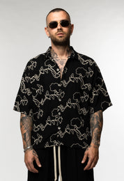 Camicia in Lino Ricamata Fantasia Floreale