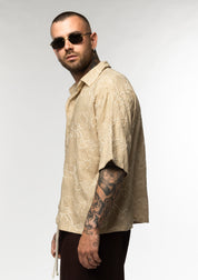 Camicia in Lino Ricamata Fantasia Floreale