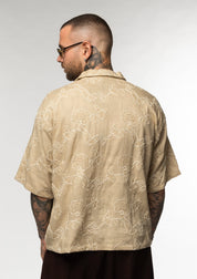 Camicia in Lino Ricamata Fantasia Floreale
