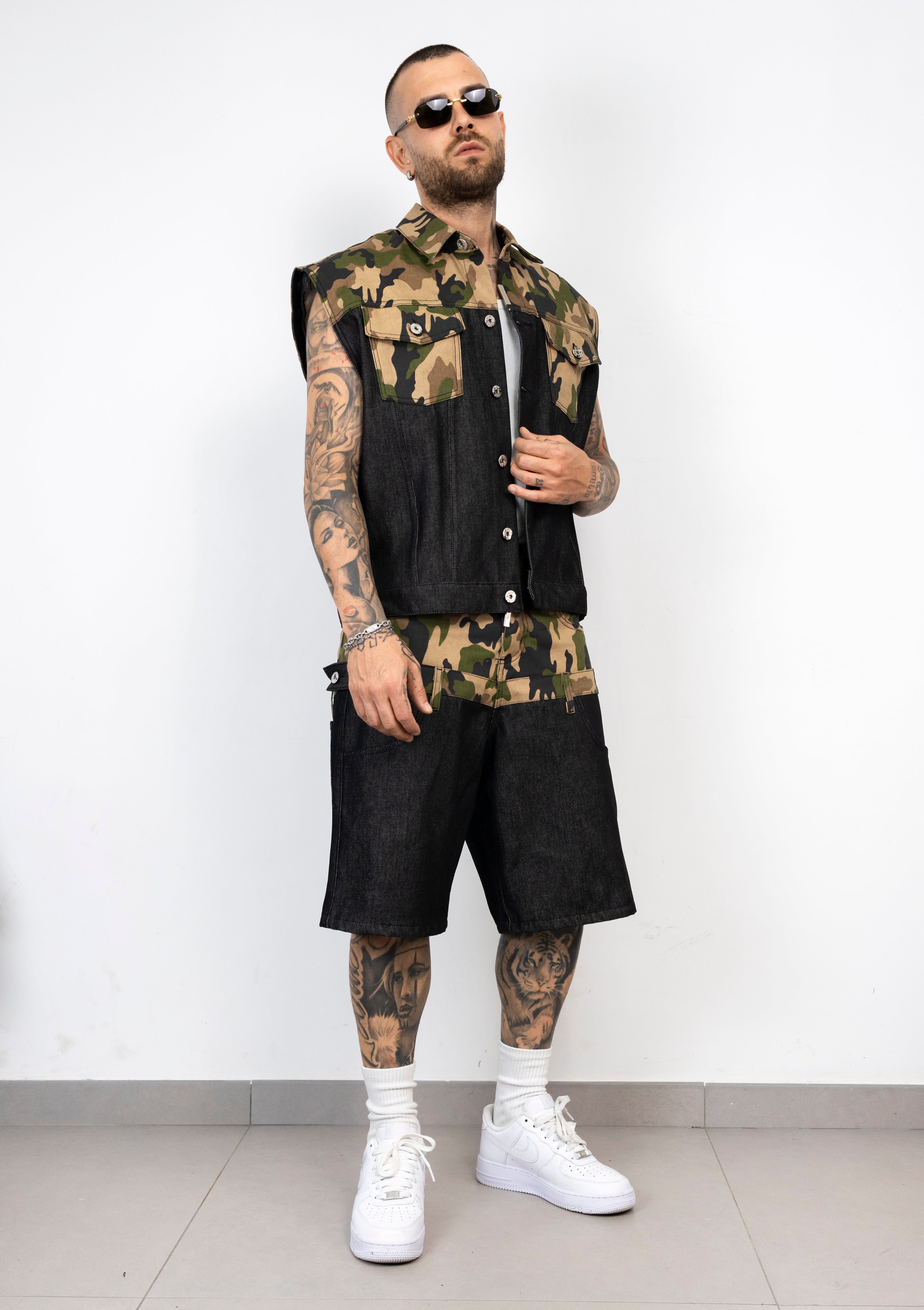 Coordinato Denim & Camouflage giromanica