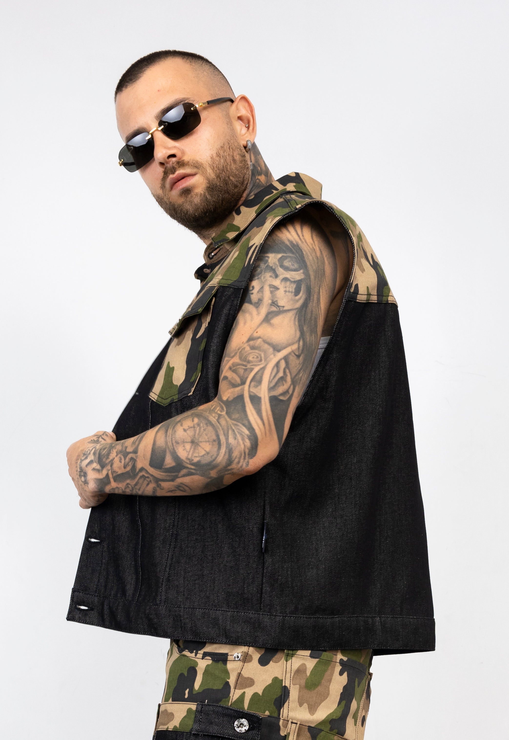 Coordinato Denim & Camouflage giromanica