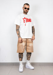 Bermuda Denim Effetto Vintage Beige